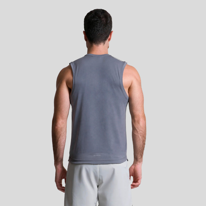 Camiseta deportiva sin mangas azul marino para hombre, cuello redondo