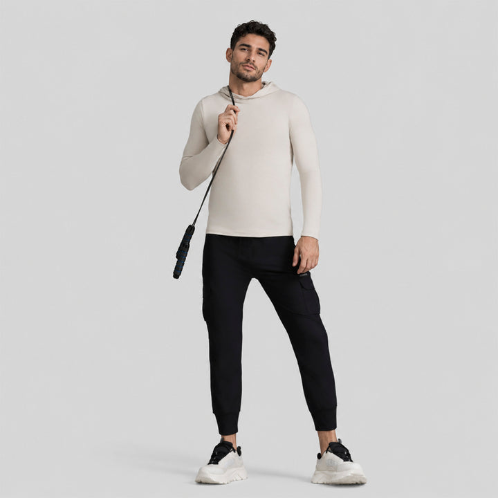 Pantalón jogger cargo negro para hombre con bolsillo cargo lateral