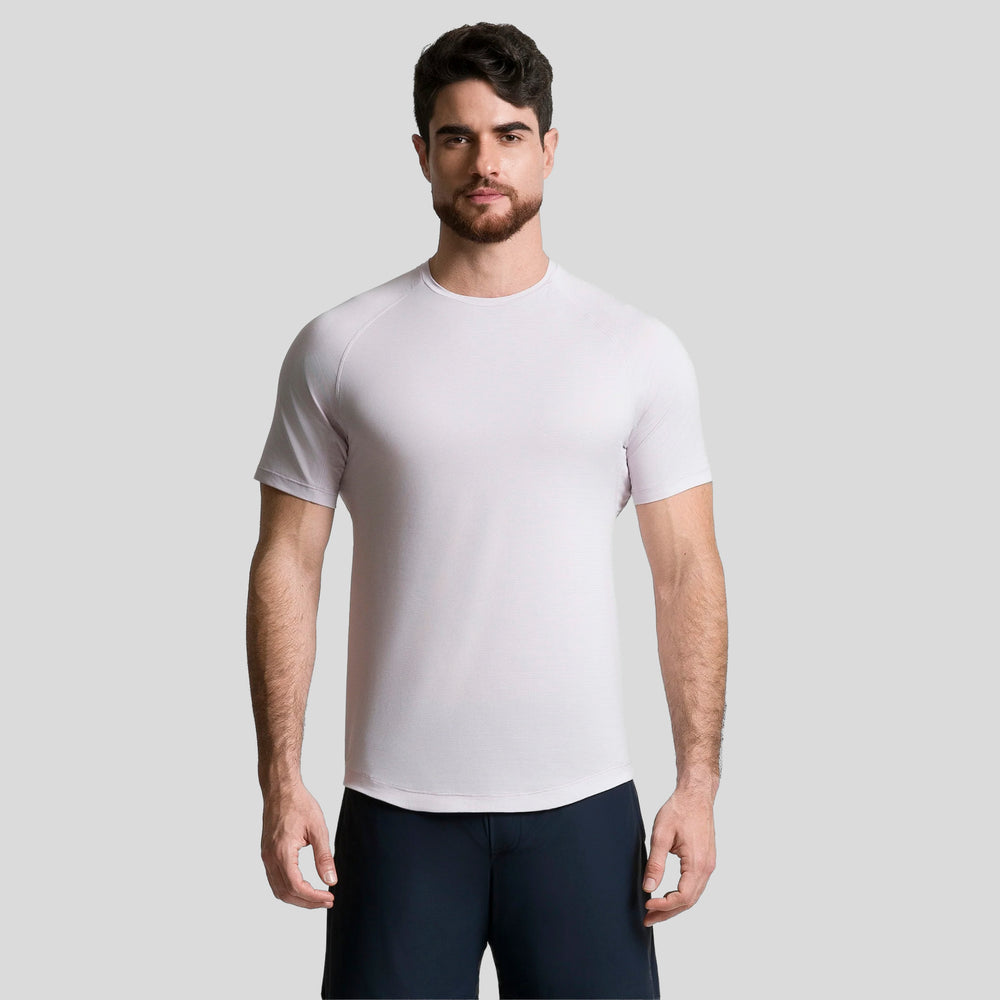 Playera deportiva blanca para hombre, manga corta y cuello redondo