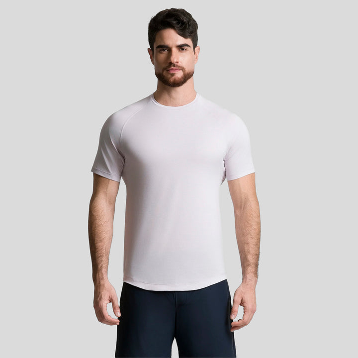 Playera deportiva blanca para hombre, manga corta y cuello redondo