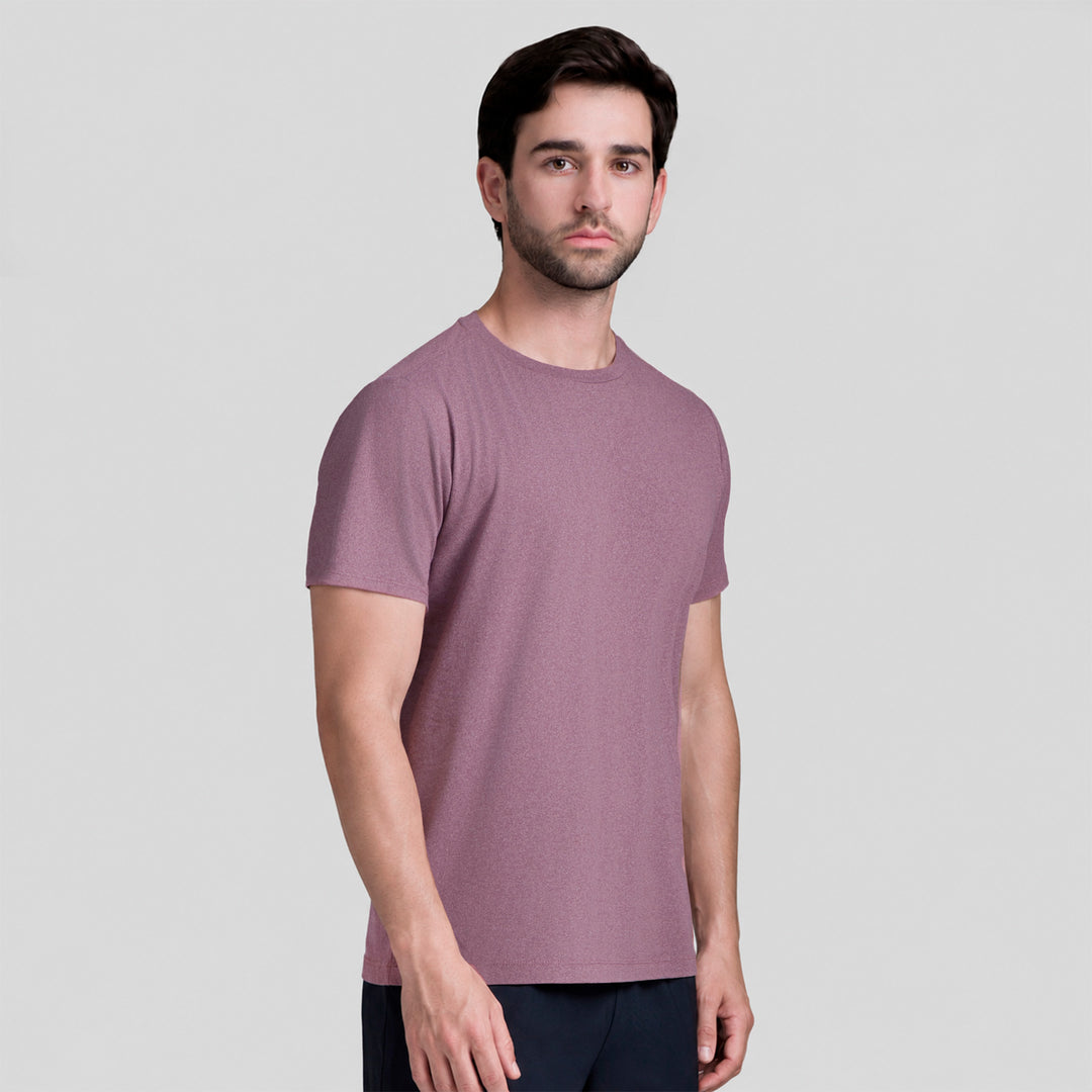 Playera casual de hombre color vino con cuello redondo y manga corta
