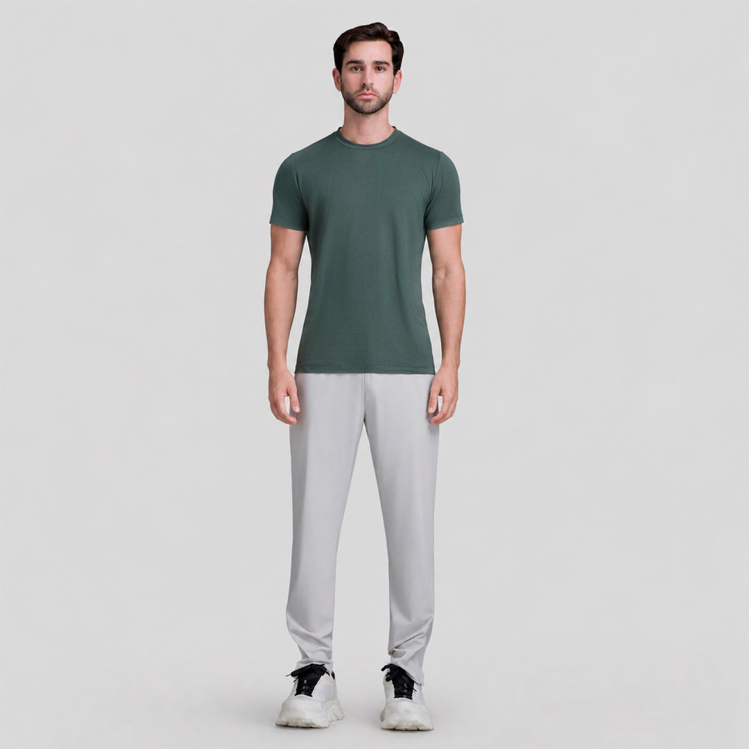 Playera casual ATLEKX verde para hombre, cuello redondo y manga corta.