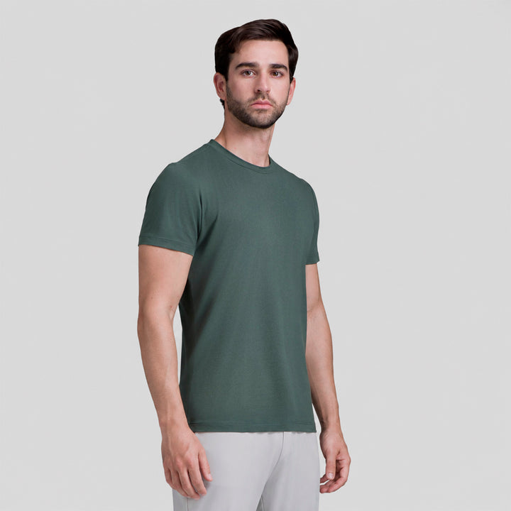 Playera casual ATLEKX verde para hombre, cuello redondo y manga corta.