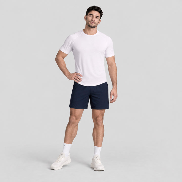 Short 2 en 1 para hombre, azul marino, con short interior gris y tiro clásico