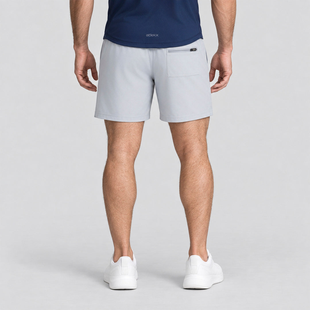Pantalón corto 2 en 1 de hombre azul marino con panel trasero y bolsillo discreto
