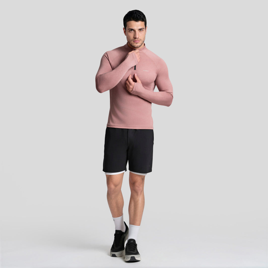 Short deportivo 2 en 1 para hombre negro, con malla interior y dobladillo contrastado