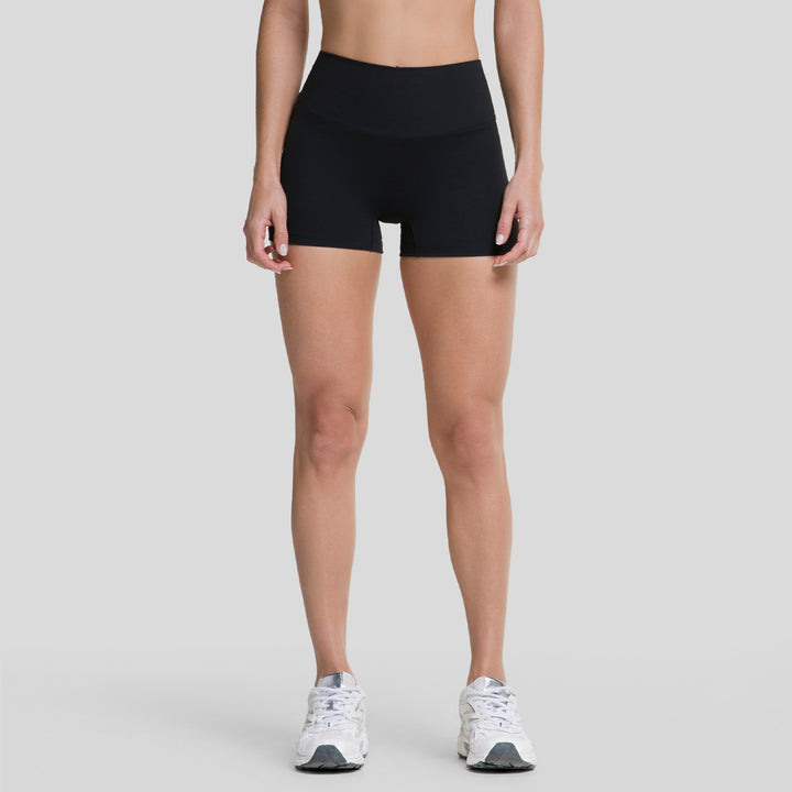 Bermudas biker mujer negras tiro alto, costuras suaves y pernera corta 3,5
