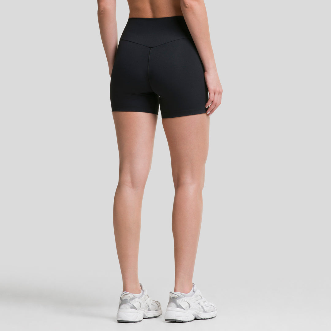 Short ciclista mujer ATLEKX negro, talle alto y pierna corta, tiro 5,5"