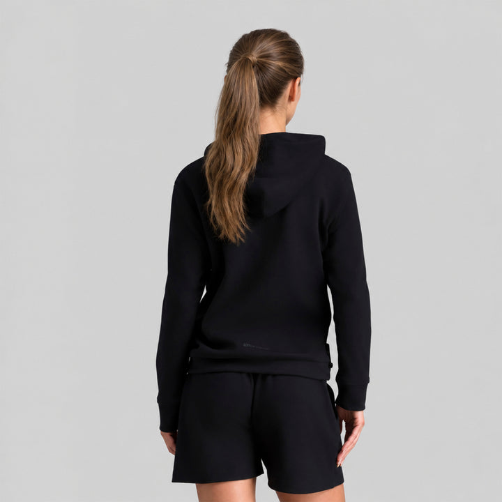 Sudadera con gorro negra y short a juego, cordón en la cintura