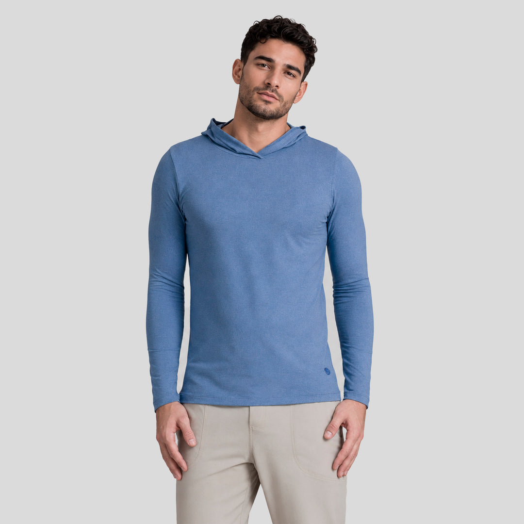 Sudadera con capucha azul para hombre, frontal, manga larga