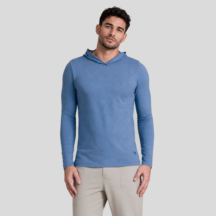 Sudadera con capucha azul para hombre, frontal, manga larga