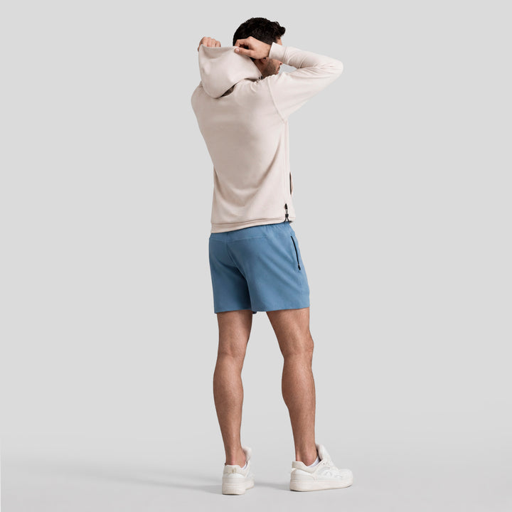 Sudadera deportiva con gorro y bolsillo canguro, beige claro, vista lateral