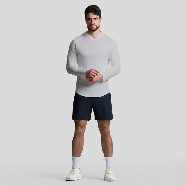 Playera deportiva manga larga con capucha blanca, hombre, ATLEKX