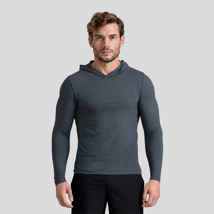 Sudadera con capucha gris oscuro para hombre, frontal, manga larga