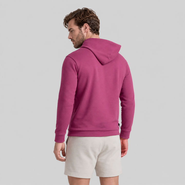 Sudadera deportiva con gorro, espalda con capucha y costuras, color berenjena
