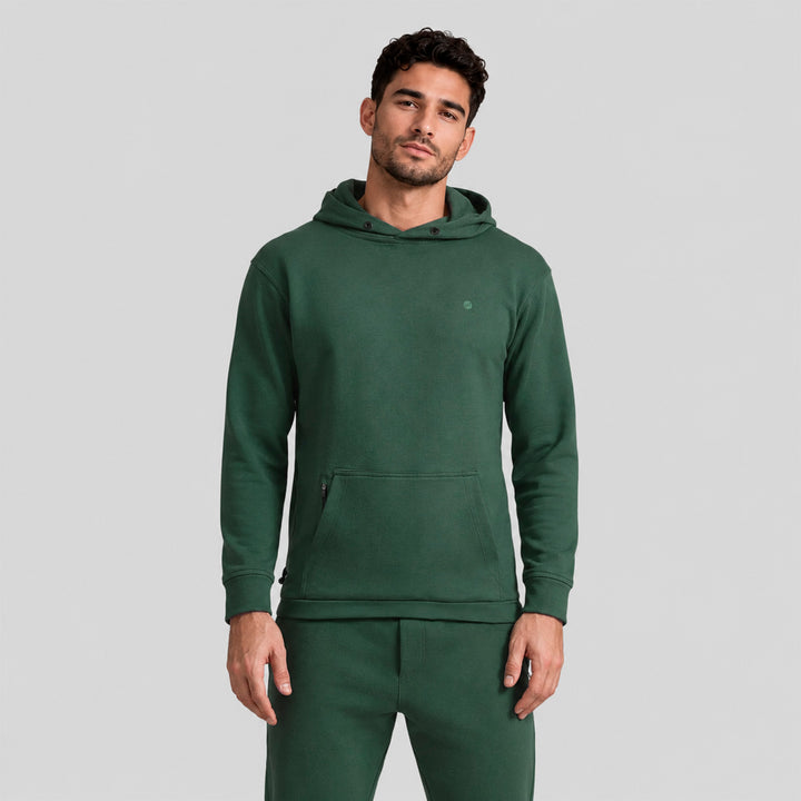 Sudadera deportiva con gorro y bolsillo canguro, verde oscuro, para hombre