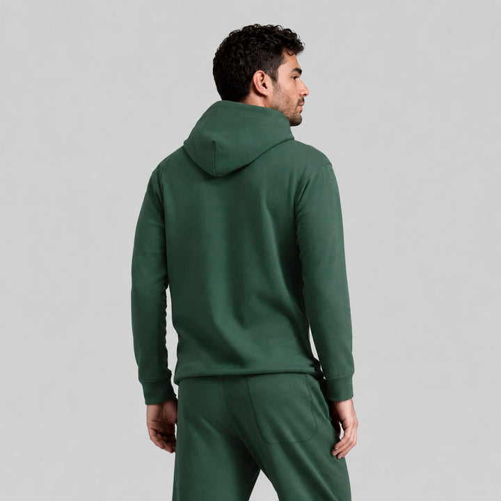 Sudadera deportiva con gorro, espalda con capucha, verde oscuro