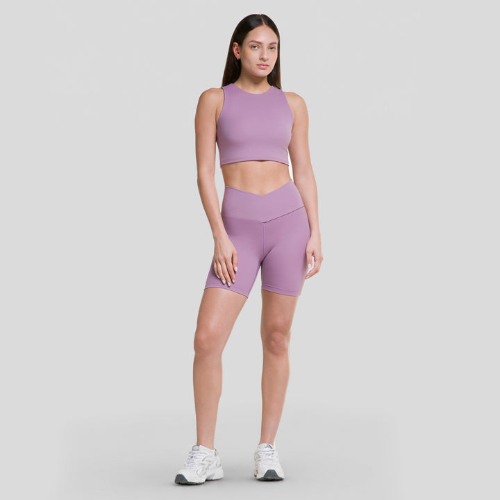 Top deportivo sin mangas mujer lila, ajuste entallado