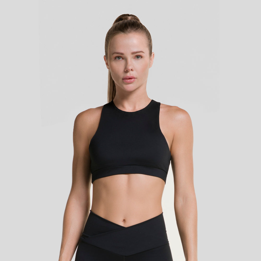 Top deportivo sin mangas negro para mujer, ajuste ceñido, tirantes anchos
